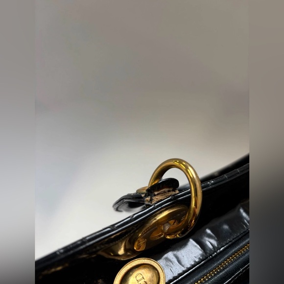 Vintage DIOR Lady Dior Bag - Large Black Quilted Patent Leather - Picture 13 of 16